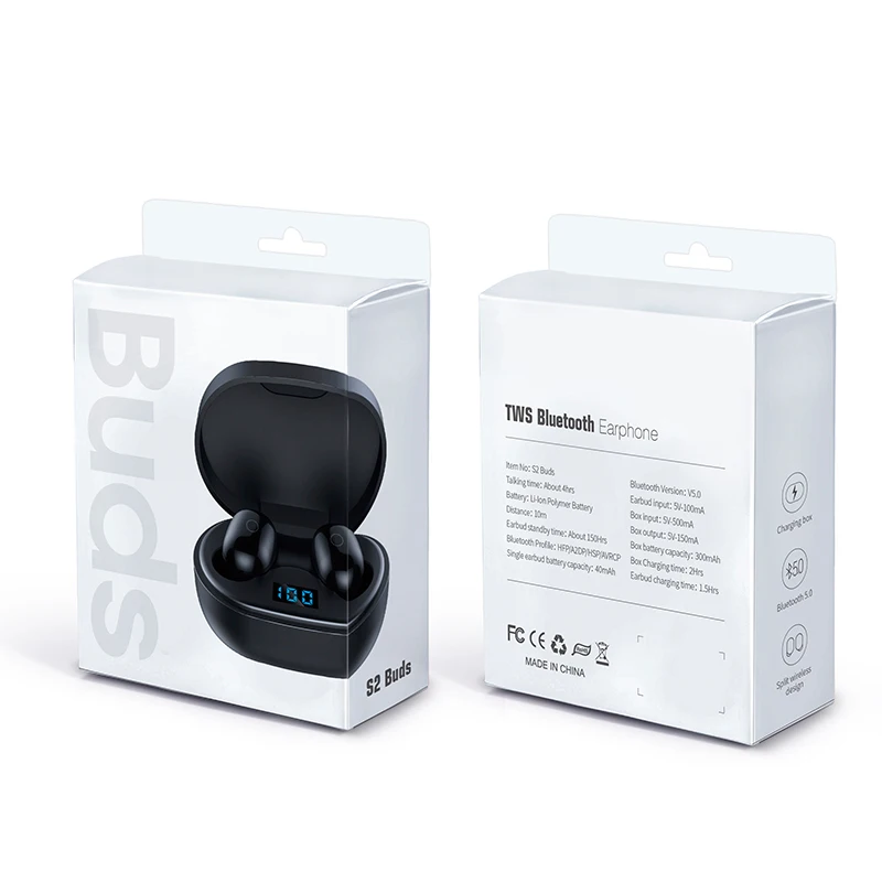 TWS Bluetooth наушники со светодиодной зарядкой беспроводные 9D спортивные
