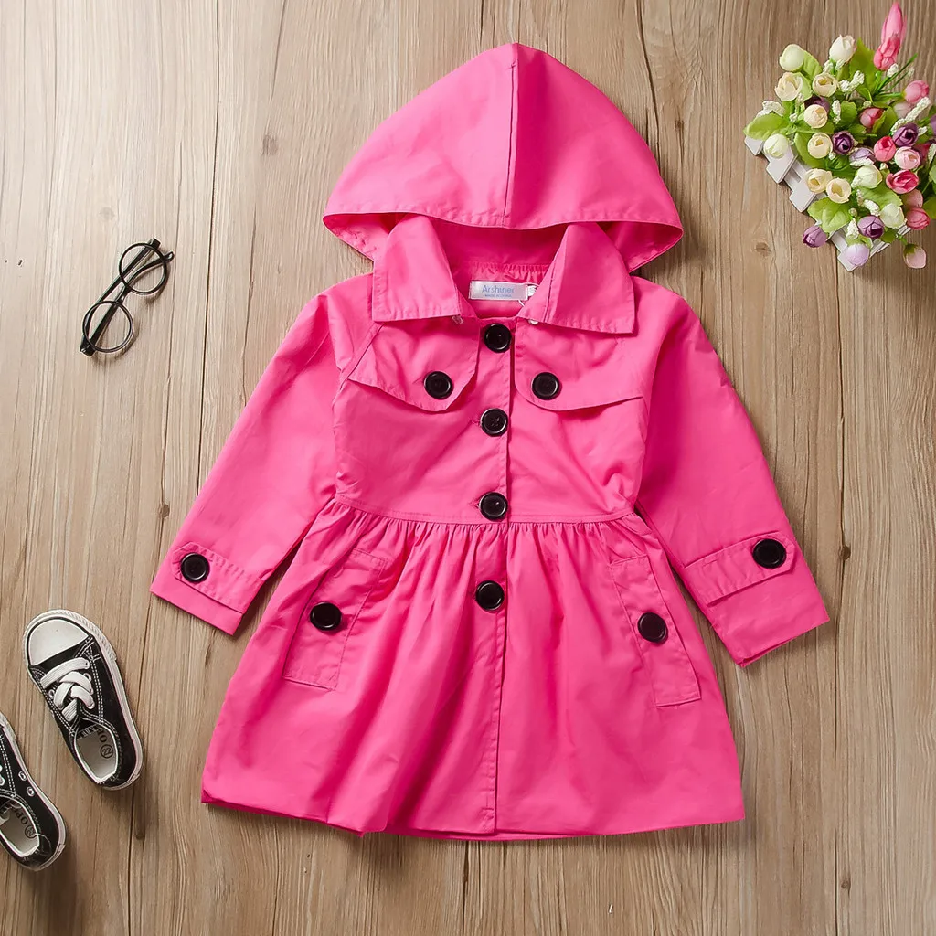 ARLONEET/однотонная ветровка с капюшоном для маленьких девочек и мальчиков; ветрозащитное пальто с рюшами; детская верхняя одежда с длинными рукавами; свободная куртка; CO17