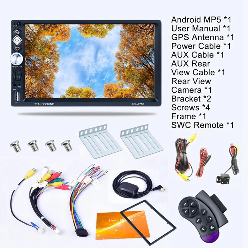  2 Din Autoradio 7 Zoll Android 8.1 Universal DVD Player GPS Navigation Bluetooth Touchscreen WIFI B