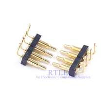 5 шт. пружинный нагруженный разъем Pogo контактный полосы 4 Pin 2,54 мм Шаг под прямым углом через отверстия Высота 9,5 мм позолоченный 1A