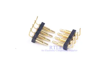 

5 Pcs Spring Loaded Connector Pogo Pin Strip 4 Pin 2.54 mm Pitch Right Angle Through Holes Height 9.5mm Gold Plated 1A