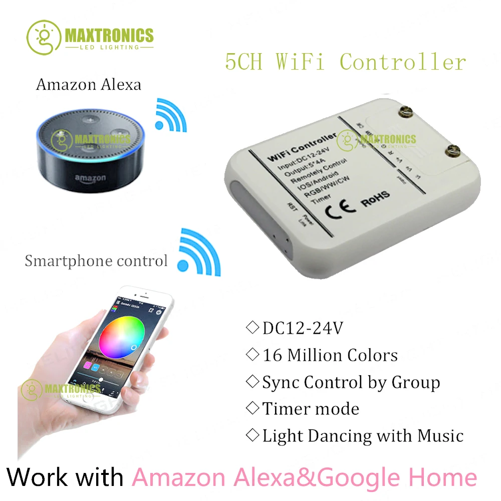 WIFI-RGB-CCT-5CH-strip-controller-Music-Timer-controller-Smartphone-APP-Control-Amazon-Alexa-Google-Home