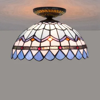 

40cm Mediterranean Blue Tiffany Multi-Color Glass Restaurant Bedroom Corridor Corridor Bathroom Glass Ceiling