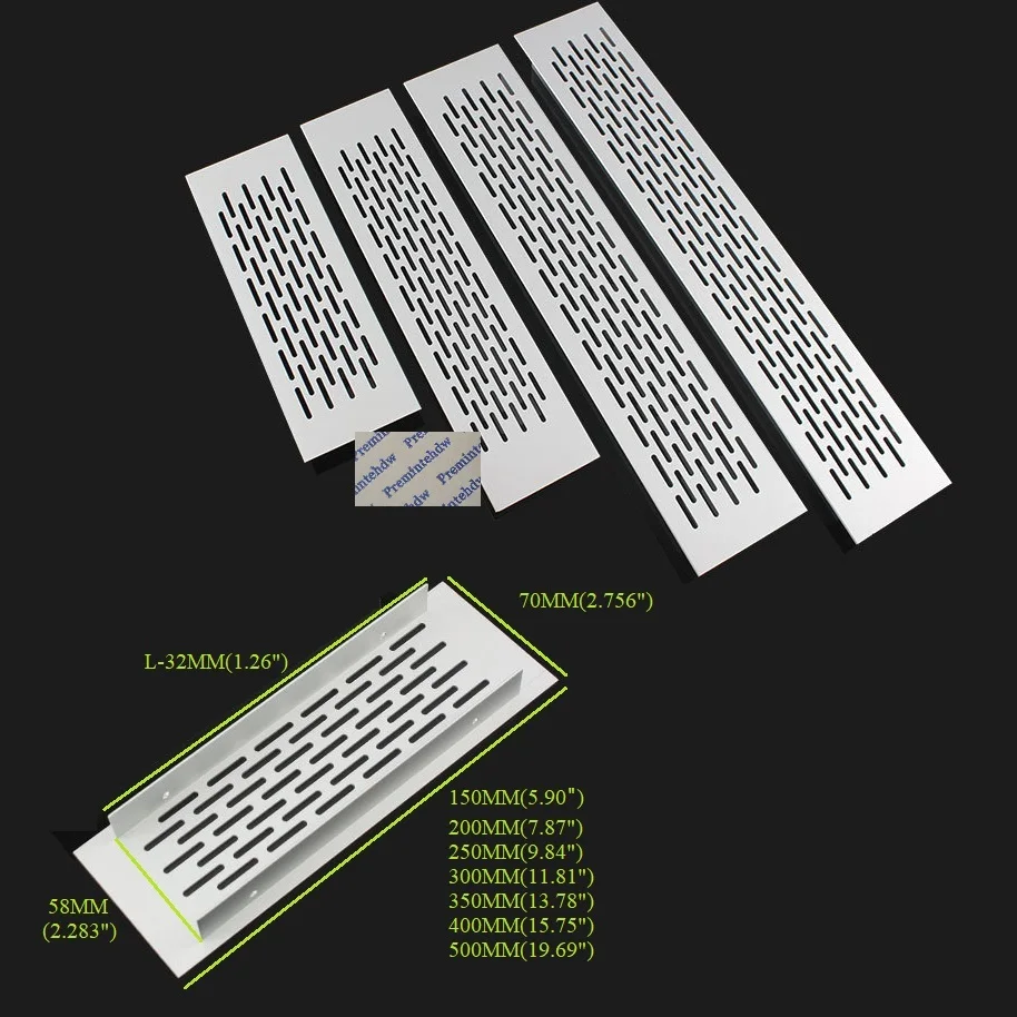 Aluminum Alloy Air Vent Grille 70MM Wide Rectangle For Furniture Cabinet Cupboard Closet 2Pcs