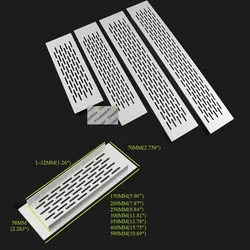 2Pcs 70MM Wide Rectangle Aluminum Alloy Air Vent Grille For Furniture Cabinet Cupboard Closet