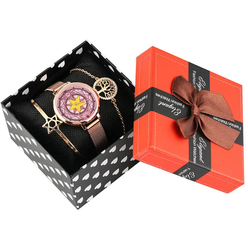 

Sailor Moon Series Women Wristwatch Bracelet Set Premium Lady Clock Quartz Analog Gift Set for Girlfrend Birthday reloj de mujer