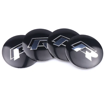 

4PCS 56MM Car Wheel Center Hub Caps R Badge Sticker Wheel Dust-proof covers Decal For Volkswagen VW golf 6 7 R20 GTI mk6 mk7 etc