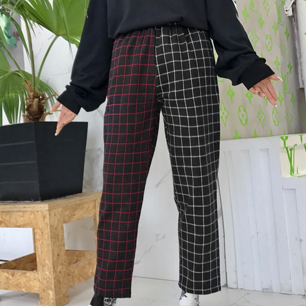 LASPERAL Модные Винтажные лоскутные брюки Харадзюку женские мужские брюки эластичные брюки с высокой талией корейские повседневные Прямые брюки