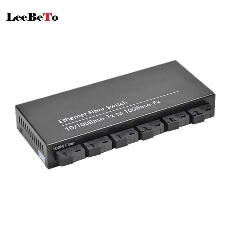 Fiber Optical Transceiver 10/100M Ethernet Fiber Switch 2 RJ45 6 Fiber Ports Fiber Optical Media Converter Single Mode 2 channel bi directional xlr audio to fiber converter balanced audio over fiber optical extender transceiver