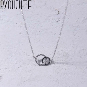 

2019 Retro Vintage Style Silver Color Long Double Circle Necklaces For Women Choker Necklaces Christmas Gifts