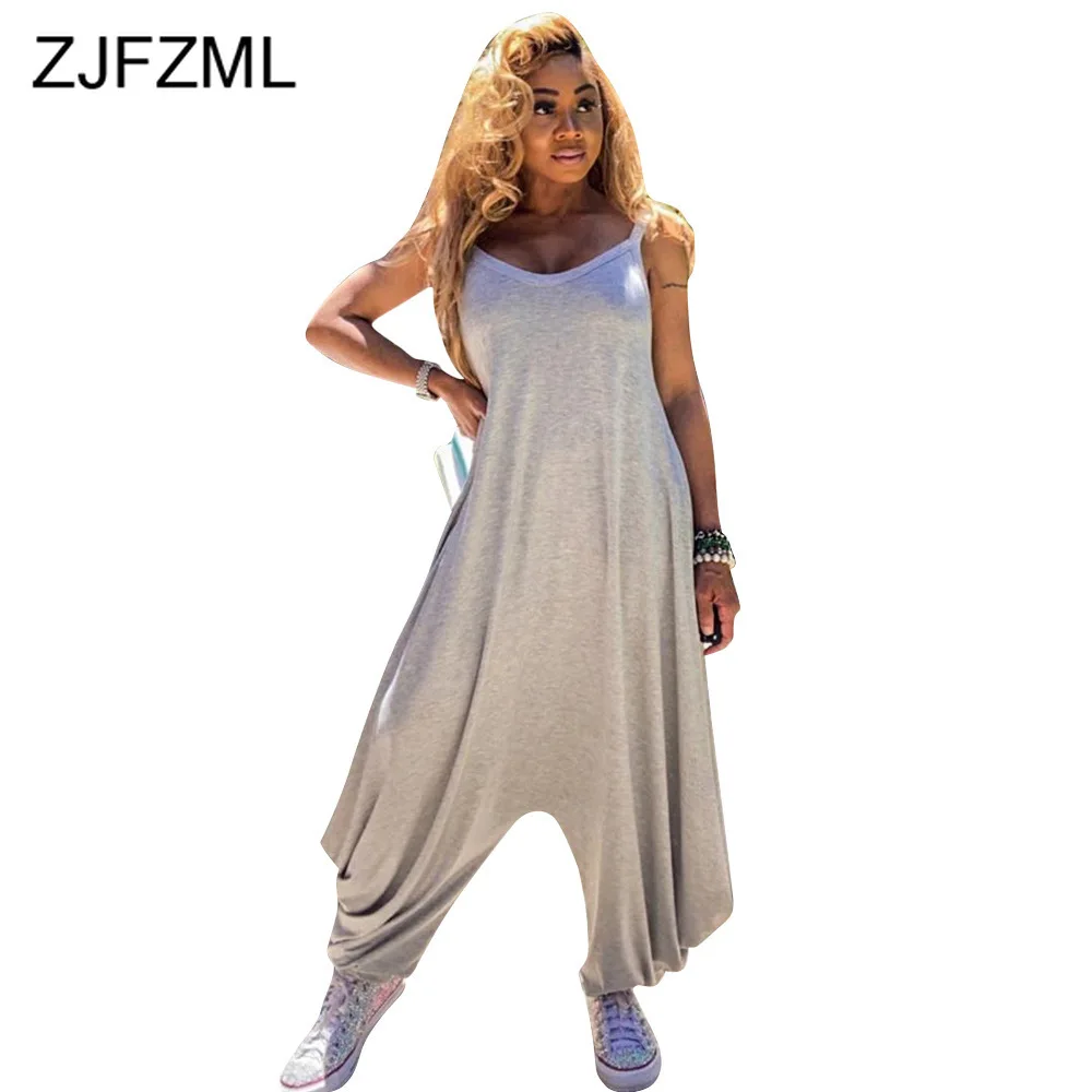 Женский цельный костюм размера плюс повседневный Свободный комбинезон на тонких