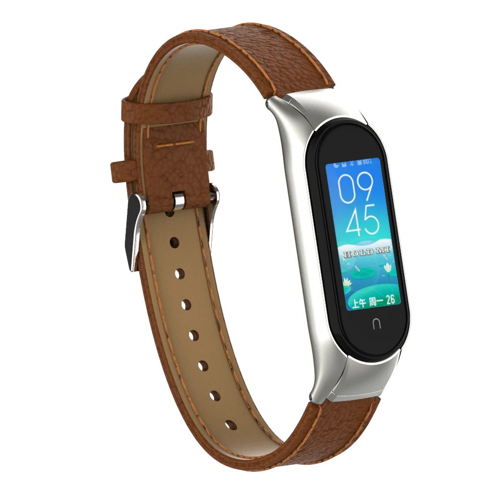 Ремешок из натуральной кожи для Mi Band 5 элегантный браслет Xiaomi 5|Ремешки часов| |