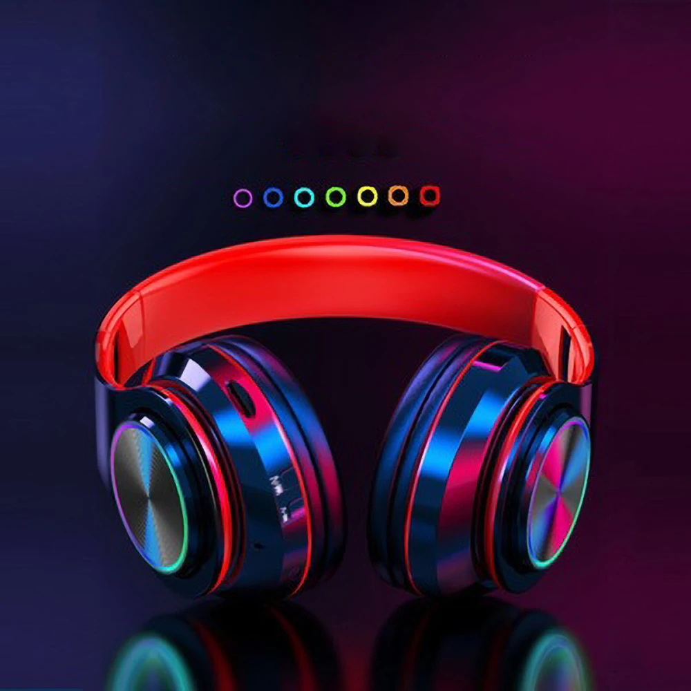 Wireless Glow Light Headphones Strong Bass Bluetooth Headset Noise