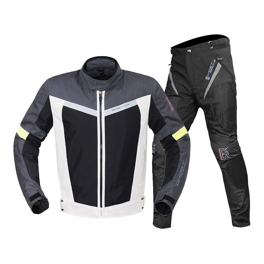 GHOST RACING moto rcycle куртка защитная Экипировка moto rbike мотоциклетная куртка водонепроницаемая ветрозащитная одежда moto rcycle костюмы - Цвет: GR-Y02 GY Suit