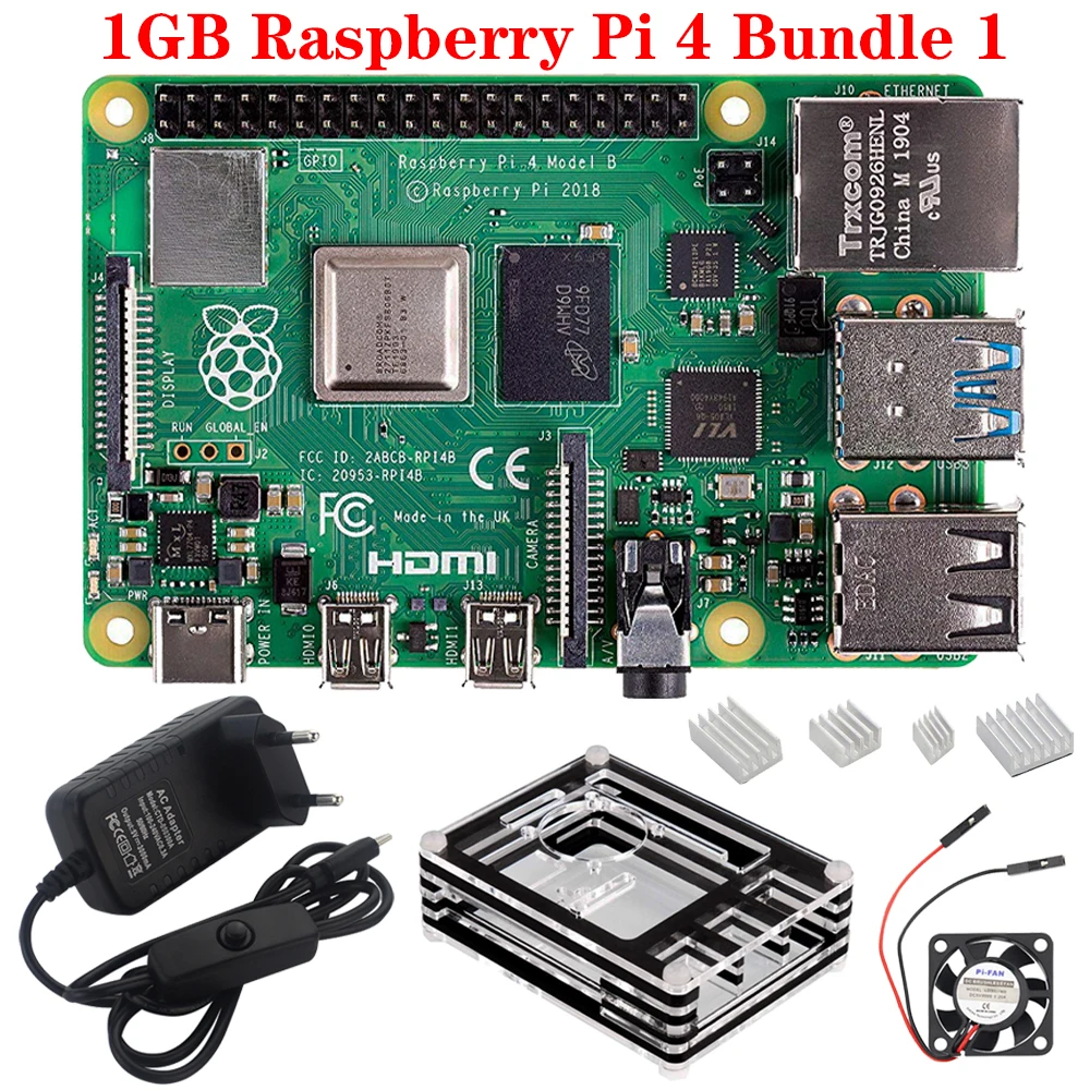 Raspberry Pi 4 Модель B 2,4G и 5G WiFi Bluetooth 5,0 1G 2G 4G ram+ Rapberry Pi 4B чехол источник питания лучше, чем Raspberry Pi 3 - Цвет: Bundle 1