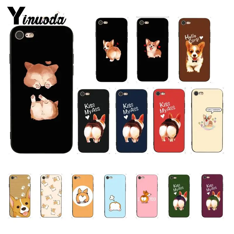 Yinuoda милый корги мультфильм собака чехол для телефона iPhone 8 7 6 6S 6Plus 5 5S SE XR X XS