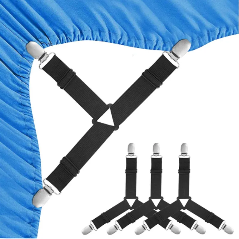 4Pcs/Set Adjustable Elastic Bed Sheet Sofa Holder Tablecloth Curtain Triangle Bed Sheet Clip Household Organizing Gadgets