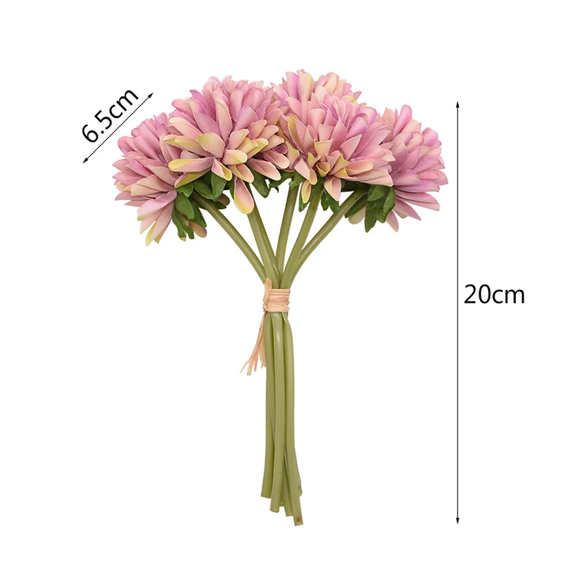 6Pcs/bunch Silk Chrysanthemum Flower Bouquet Artificial Silk Flowers for Home Wedding Decoration Silk Hydrangeas Fake Gerbera