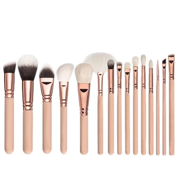 

Rancai 15Pcs Pink Makeup Brushes Set Pincel Maquiagem Powder Eye Kabuki Brush Complete Kit Cosmetics Beauty Tools With Leather C