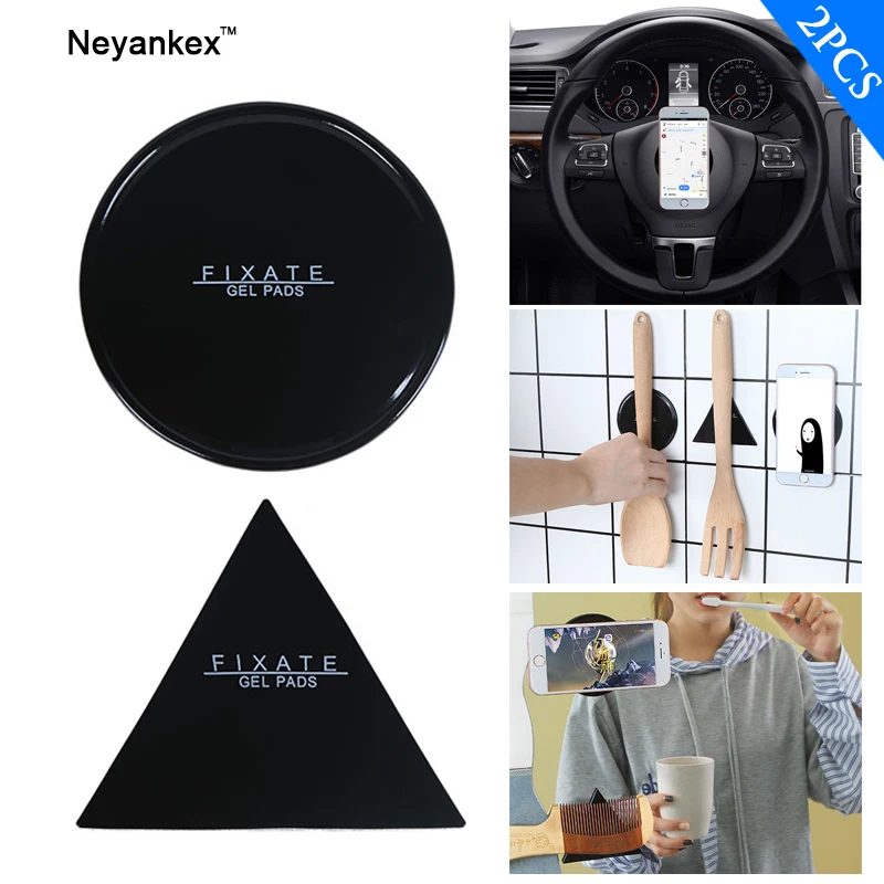 2pcs universal nano technic Hand sticker no trace black washable Multifunctional Sticky Gel Pad For Phone adhesive Wall Portable | Дом и сад