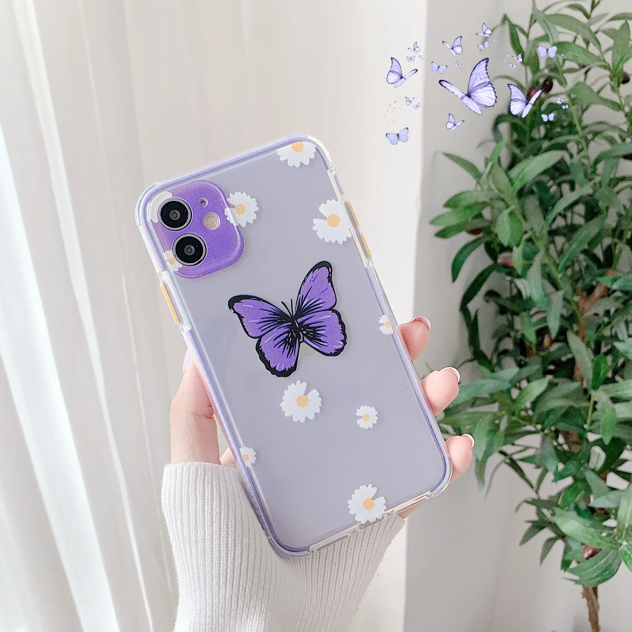 Cute Purple Butterfly Phone Case For Iphone 11 Case Summer Daisy Clear Silicone For Iphone 11 Pro Max 7 8 Plus Se2 Cover Coque Phone Case Covers Aliexpress