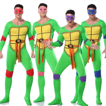 

Anime Ninja Turtle Warrior Costume Adult Men Halloween Green Ninja Costume Cosplay Outfit with Turtle Shell Belt Carnival Fancy