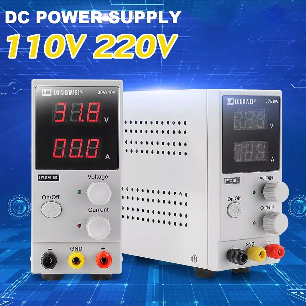 US $58.69 LWK3010D 30V 10A Adjustable DC Power Supply LED Digital Lab Bench Power Source Stabilized Power Supply Voltage Regulator Switch