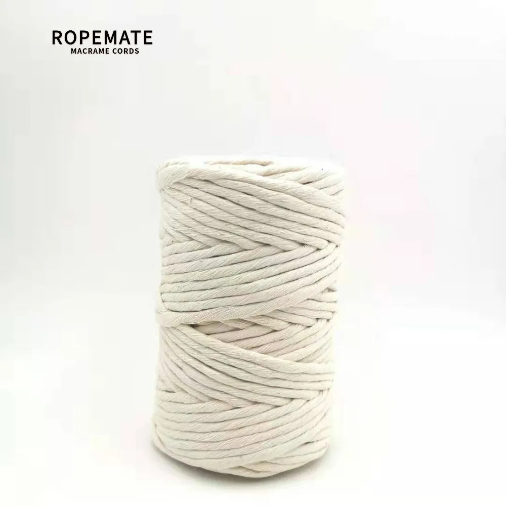 Базовый хлопковый шнур ROPEMATE 5 мм 100 м 1 нить натуральный цвет для рукоделия