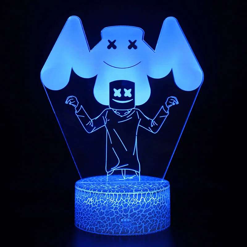 Фигурка певицы Marshmello 3D иллюзия Лампа DJ Doctom украшение ночные светильники сувенир