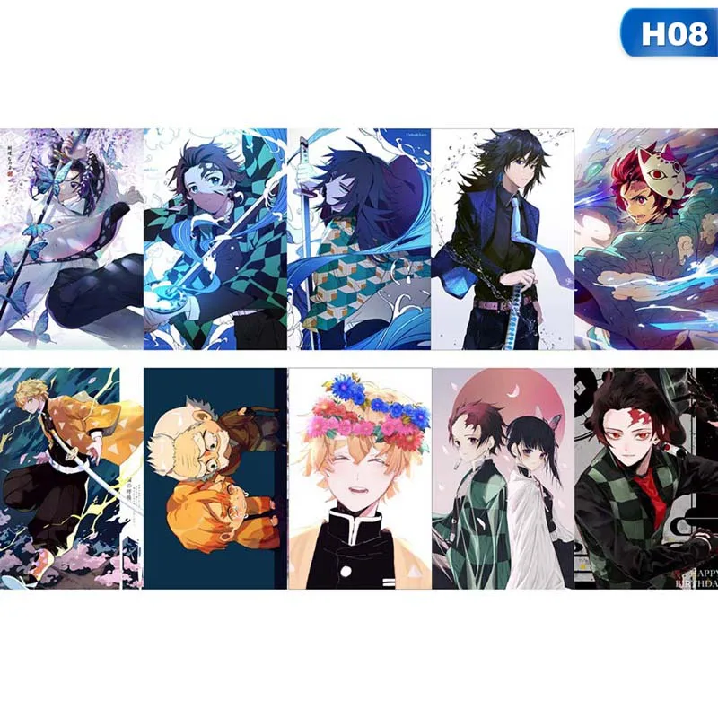 Набор стикеров для карт Kimetsu No Yaiba аниме, сделай сам, водостойкая наклейка для карт, Классическая наклейка s 10 шт - Цвет: 8
