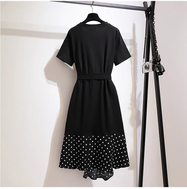 Vestidos Mujer Real Ukraine Vadim Transfortegy Large Womens Dress 2020 Korean New Slim Wave Point Thin Waist Long Sleeve 61471 