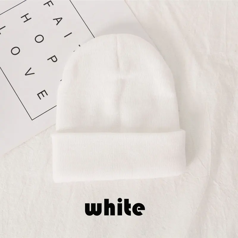 Шапка-бини, зимняя вязаная шапка, шерстяная мягкая теплая вязаная шапка для мужчин и женщин, шапка с черепом, лыжная шапка, разноцветная вязаная шапка - Цвет: Белый