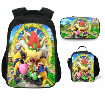

Cartoon Mario Bro Primary School Bags For Boys Girls 3pcs Set Games Backpack Fashion Children Travel Mochila Infantil