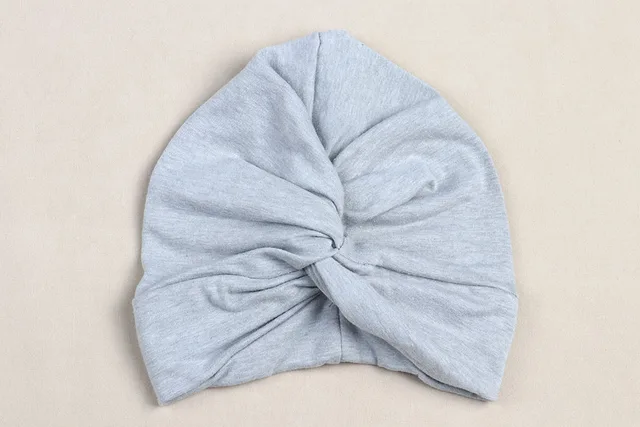 Cute Cotton Blend Baby Turban Hat Newborn Beanie Caps Kids Girls Headwear Infant Toddler Shower Hat Birthday Gift Photo Props 9baby grey