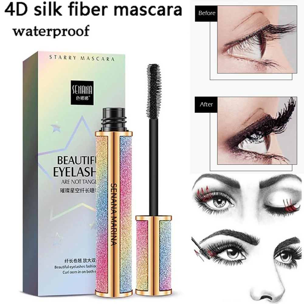 4d vívido galaxy mascarasilk fibra cílios grosso alongamento à prova d4d água rímel olho cílios ondulação extensão olho maquiagem ferramentas