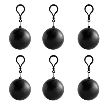

6pcs/pack With Hook Camping Portable Ball Hiking Emergency Rain Gear Travel Poncho Waterproof Disposable Raincoat Outdoor