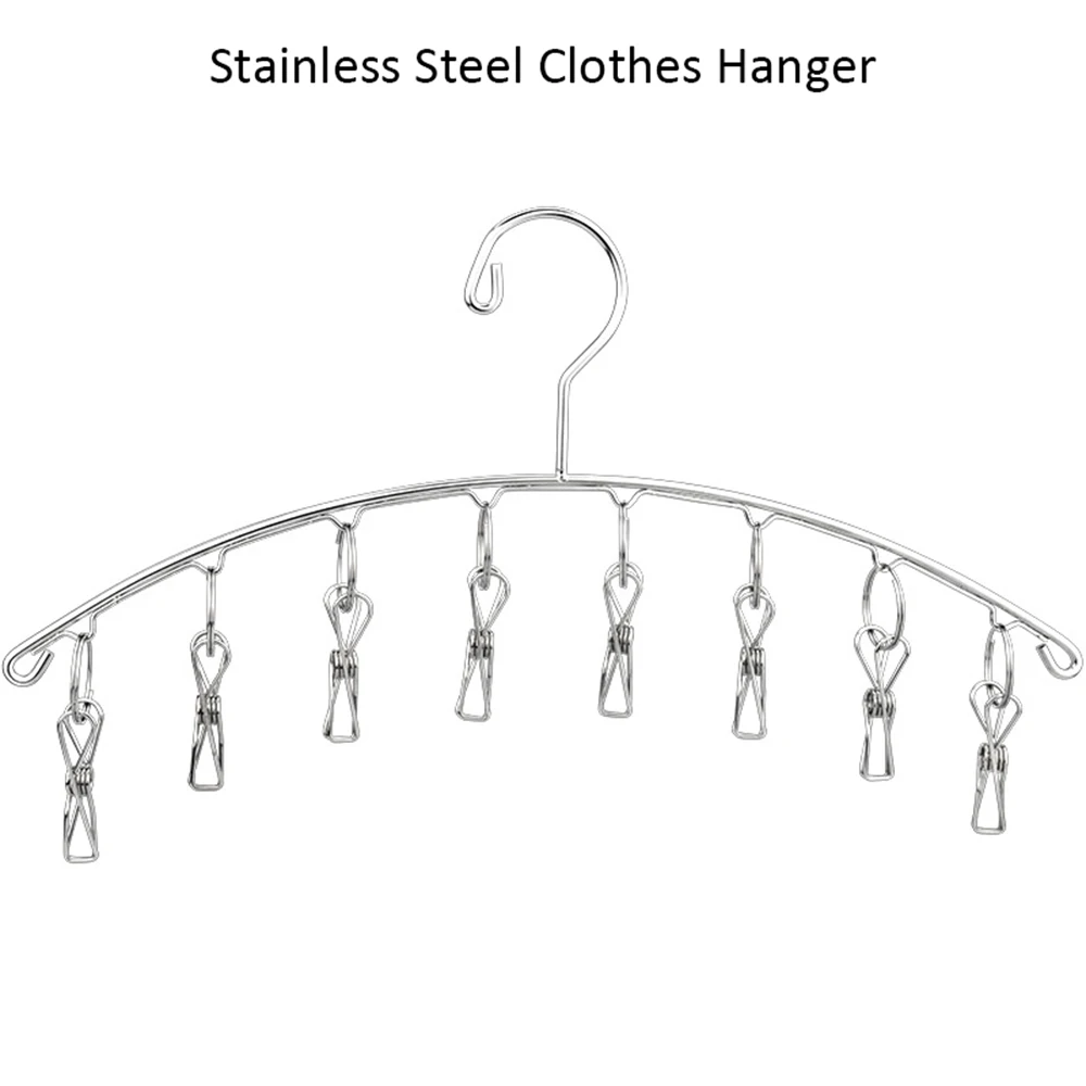 6 Clips Stainless Steel Windproof Clothespins Clothes Drying Rack Clothes Hanger for Hanging Socks Baby Clothes Cloth Diapers
