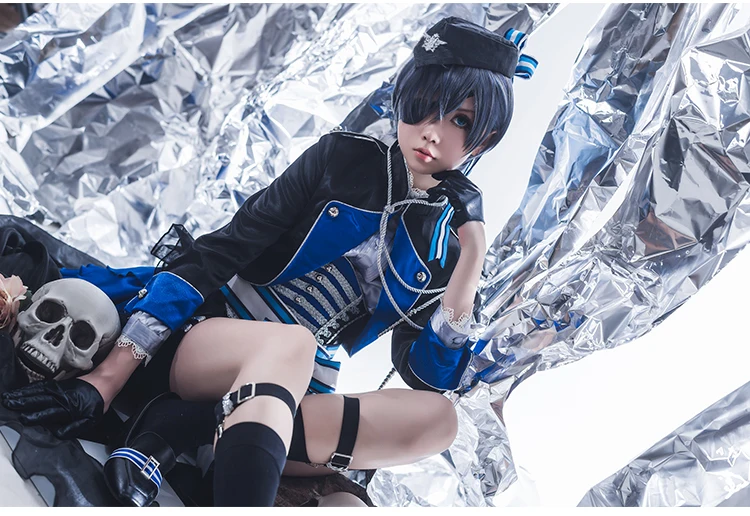 Ciel Phantomhive синий узор Темный дворецкий, Косплей обувь