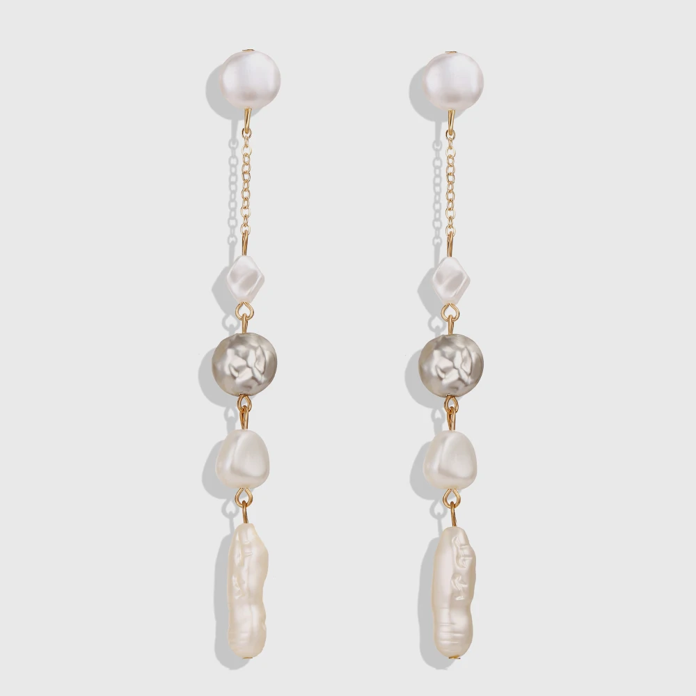 

2019New alloy irregular artificial pearl fringed Earrings creative retro simple Earrings