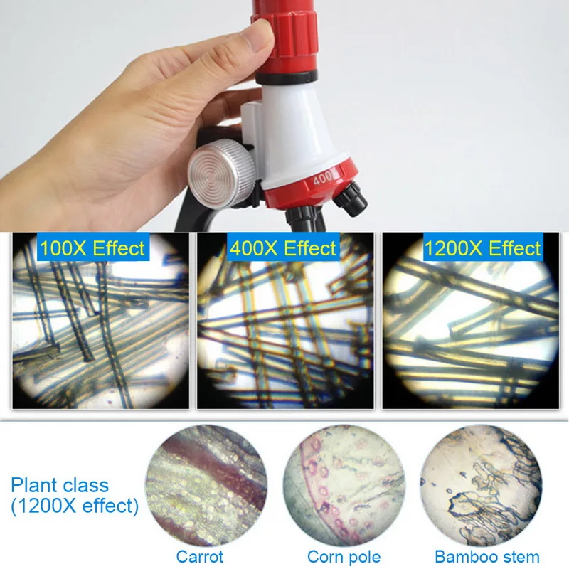 Набор микроскопов лабораторный светодиодный 100X-400X-1200X домашняя школьная образовательная игрушка подарок изысканный Биологический микроскоп для детей