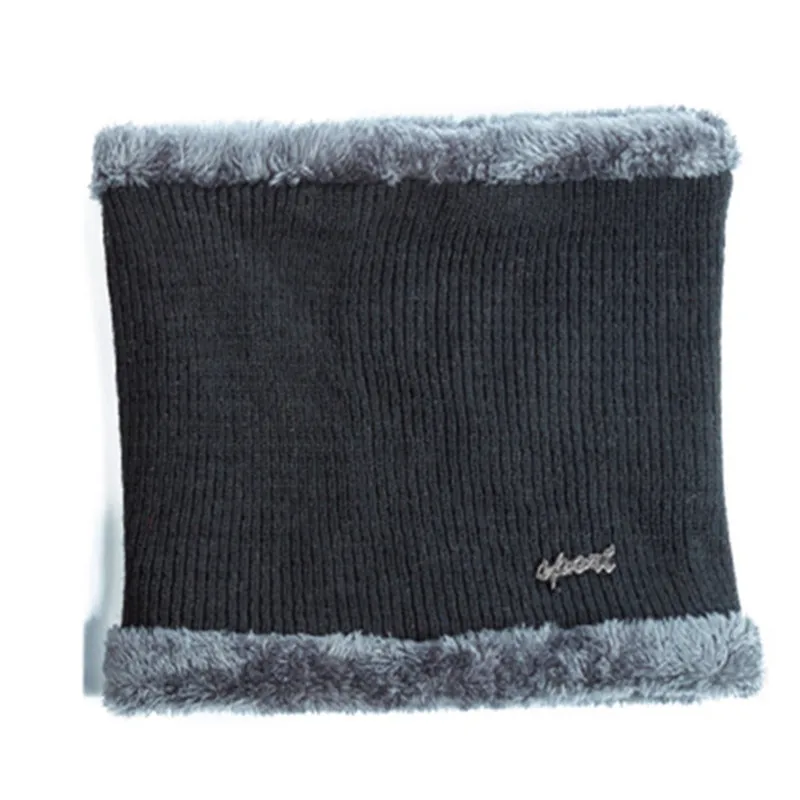 Новинка, зимние шапки для мужчин, высокое качество, на каждый день, Skullies Beanie, шапка, в полоску, дизайн, зимняя шапка, шерстяной шарф, шея, теплая, вязаная шапка - Цвет: Black Neck Warmer