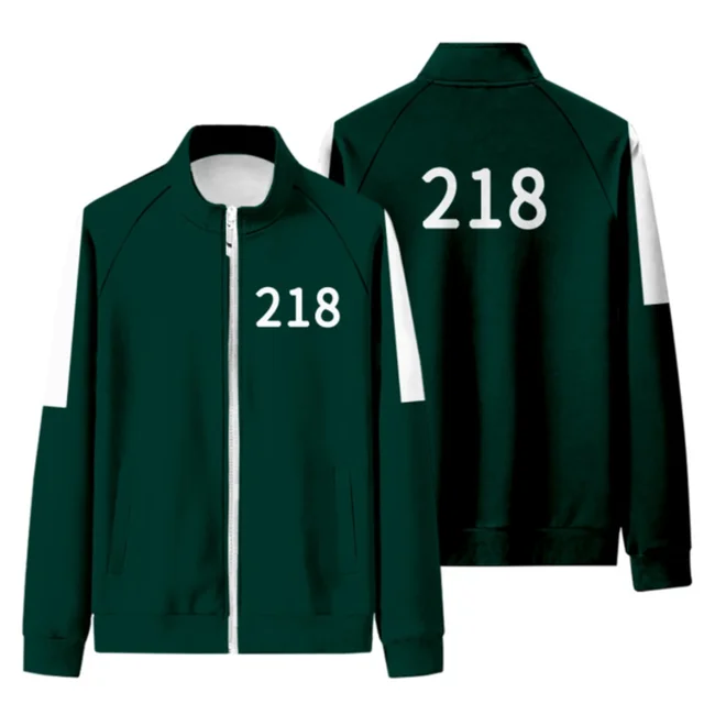 Squid Game Sportswear Cosplay Li Zhengjae Costume Coat 456 067 Jacket 001 Zipper Adult Autumn Cotton Sweater Hoodie 218  jacket  Dark