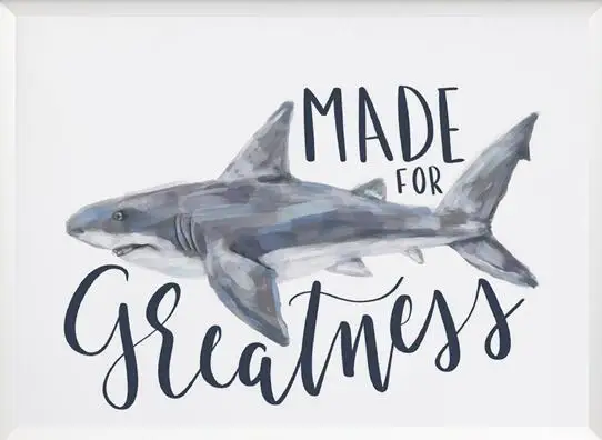Made for Greatness White Shark Painting Art Film Print Silk Poster Home Wall Decor 24x36inch | Дом и сад
