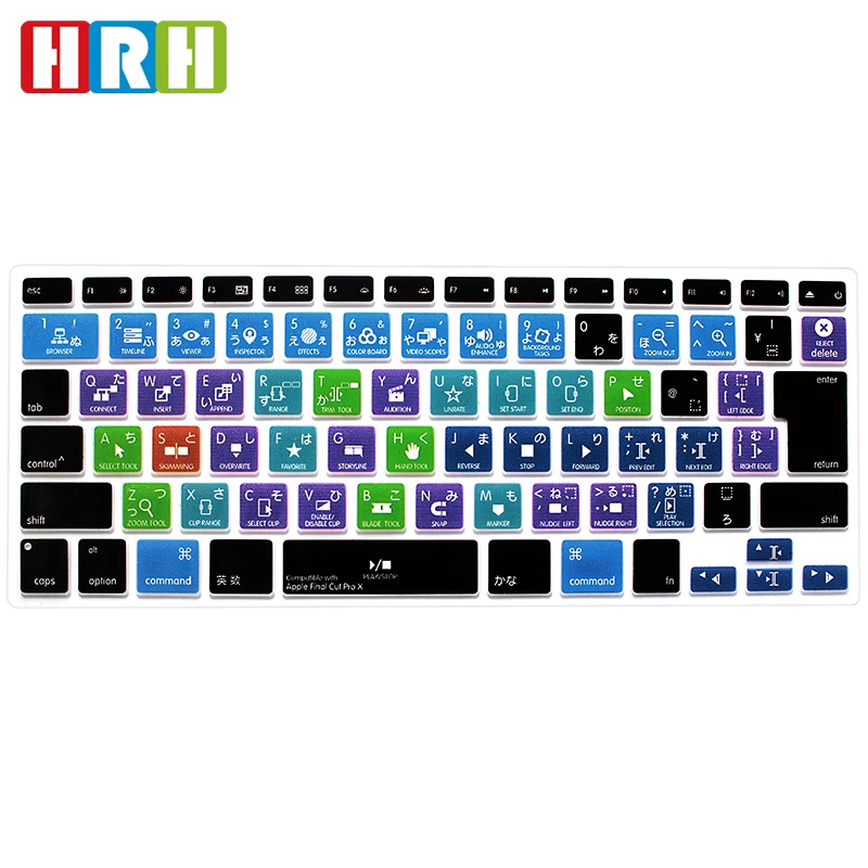 

HRH Final Cut Pro X Function Hotkey Japanese Silicone Keyboard Cover Skin Protector For Macbook Air Pro Retina 13"15"17"Japanese