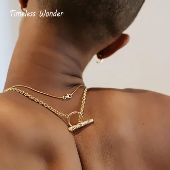 

Timeless Wonder New Brass T Bar Choker Necklace Women Jewelry Statement Gown Punk Gothic Chains Adjustable Men Chocker 2362