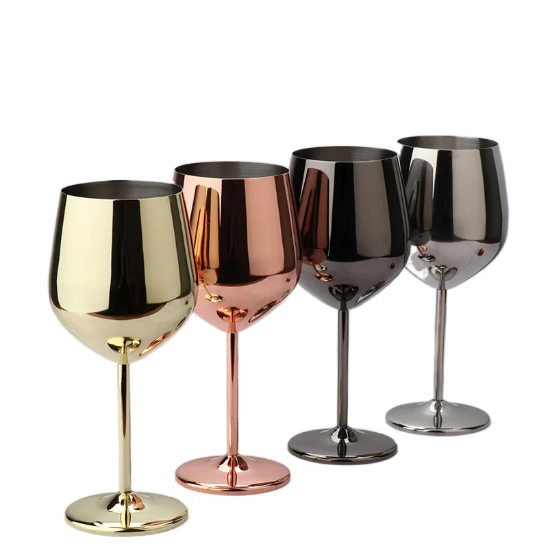 Stainless Steel Wine Glass Set of 4 - Black and Copper collection - 12 oz Unbreakable  Wine Glasses