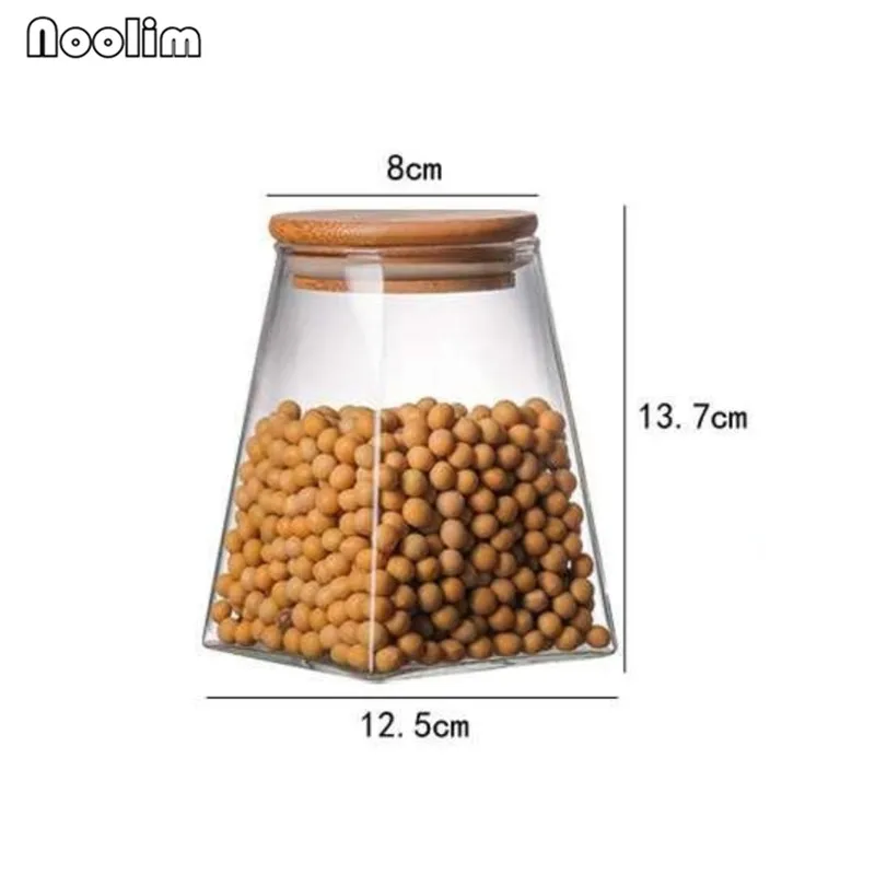 Квадратные стеклянные запечатанные банки Емкость для хранения пищи зерно бутылка Кофе Чай Сахар Конфеты баночка Кухонный Контейнер для хранения - Цвет: L