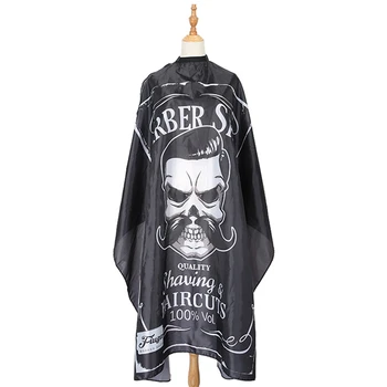 

Professional Salon Barber Gown Skull Pattern Apron Polyester Hairdressing Cape Hair Cutting Cloak Cloth Styling Design Supplies