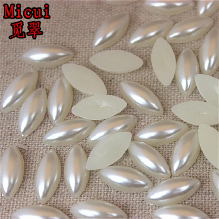 Micui 5*10/6*12/7*15/9*20/мм конский глаз ABS имитация жемчуга половинные бусины Flatback для изготовления ювелирных изделий украшения из ткани MC209