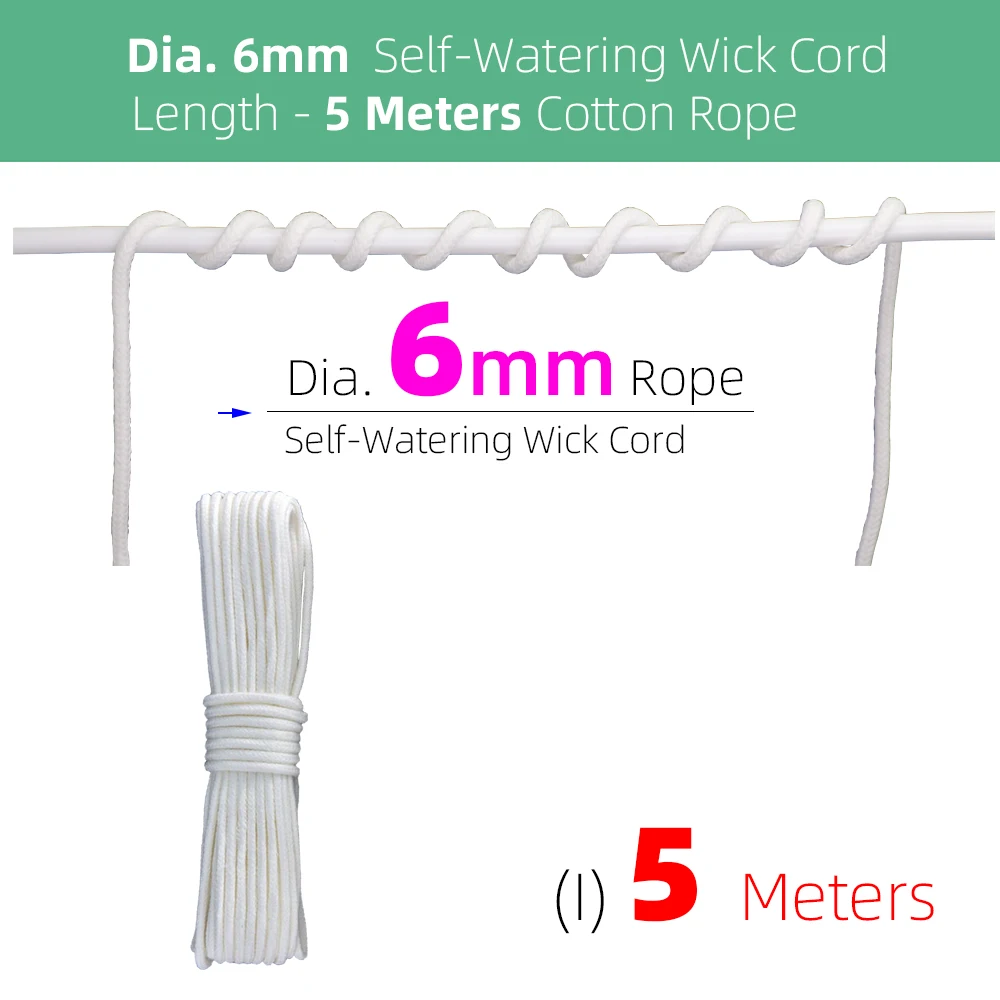 4/5/6/8MM Self-Watering Wick Cord Vacation Planter Pot DIY Automatic Watering Device System Potted Auto Drip Waterer Cotton Rope 